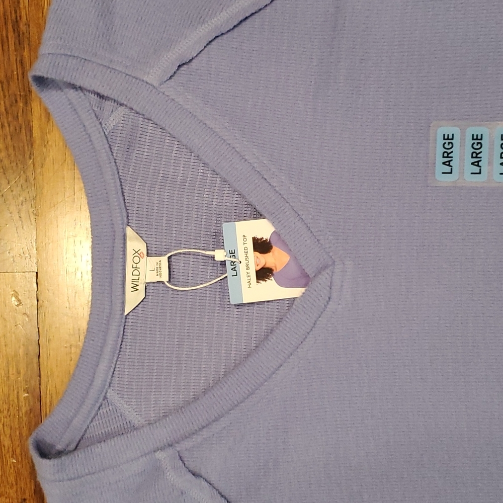 Womens Wildfox blue Haley Brushed Top size L - Picture 2 of 5